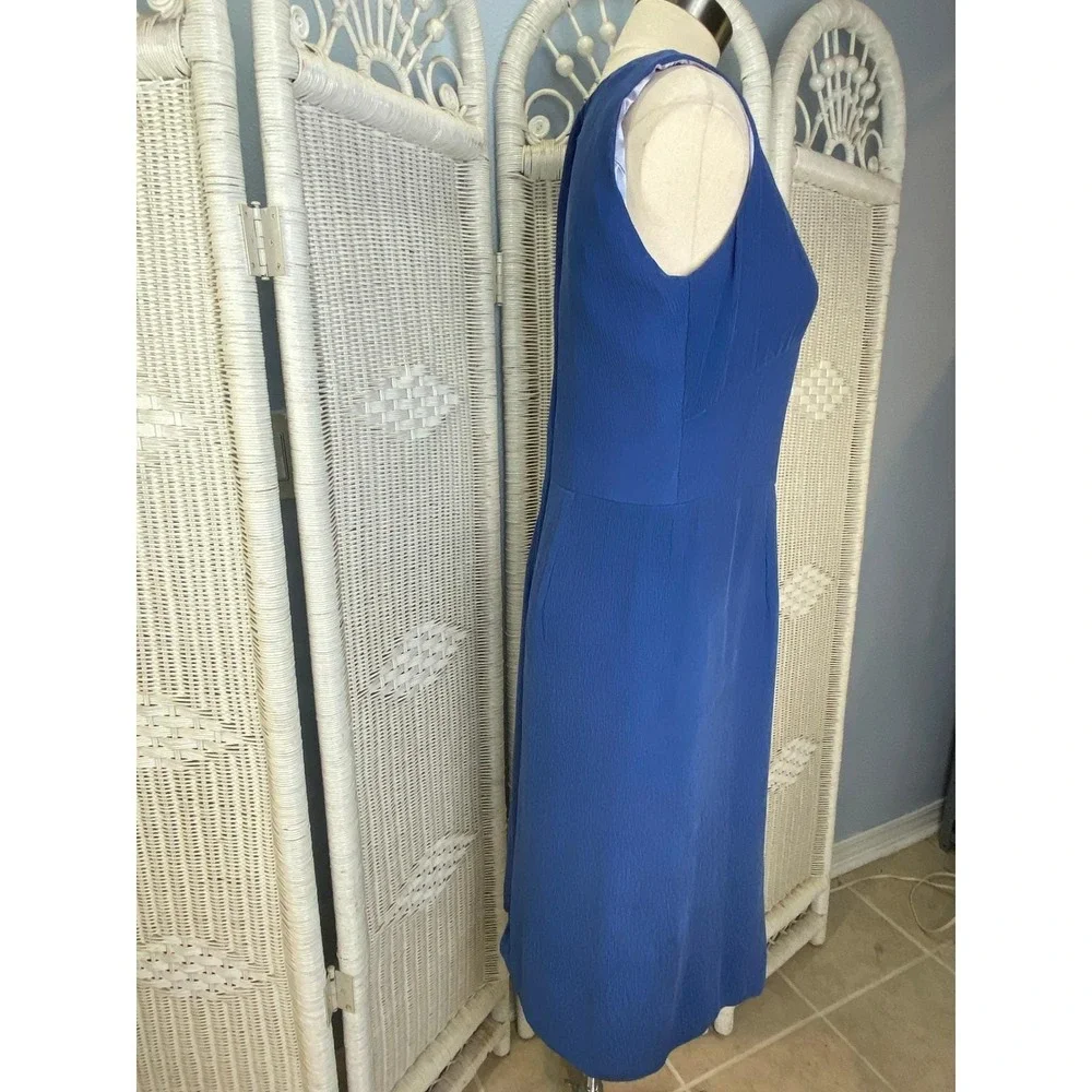 100% Silk Crinkle Dress Periwinkle Blue‎ Vintage M Kashka's of Milwaukee